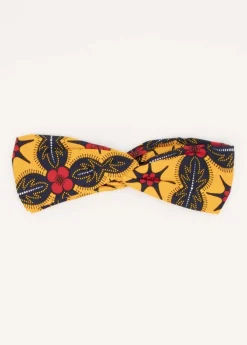 Best Coton Du Monde Bandeau africain noeud headband imprimé ethnique Noir/Jaune