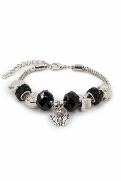 Shop Coton Du Monde Bracelet fantaisie breloques strass Noir