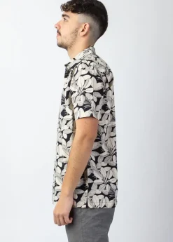 Outlet Coton Du Monde Chemise homme manches courtes LORENZO imprimé Jungle Noir