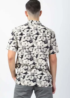 Outlet Coton Du Monde Chemise homme manches courtes LORENZO imprimé Jungle Noir