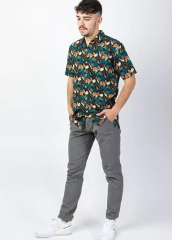 Clearance Coton Du Monde Chemise homme manches courtes LORENZO motif exotique vert Amazonie Vert