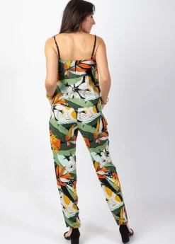Store Coton Du Monde Combi Pantalon fines bretelles LOUCIA imprimé feuilles tropicales Brésil
