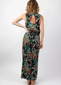 Hot Coton Du Monde Combi Pantalon fleuri femme PAULY noir Jaipur