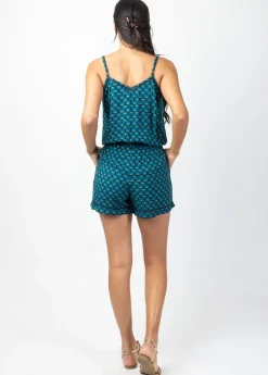 Store Coton Du Monde Combi Short fluide taille élastiquée ROMY bleu Albizia Bleu