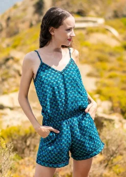 Store Coton Du Monde Combi Short fluide taille élastiquée ROMY bleu Albizia Bleu