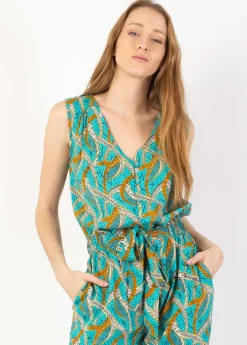 Store Coton Du Monde Combinaison pantalon sans manches SAMOA imprimé ethnique bleu Savane Bleu