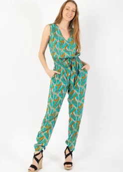 Store Coton Du Monde Combinaison pantalon sans manches SAMOA imprimé ethnique bleu Savane Bleu