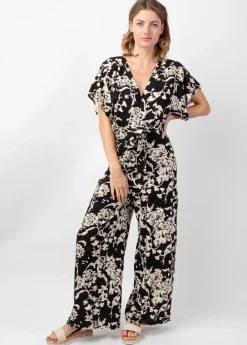 Cheap Coton Du Monde Combi-pantalon femme habillé HOLLY motif ethnique noir Palua Noir