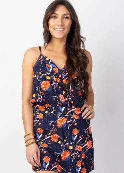 Cheap Coton Du Monde Combi-Short femme fluide NAOMY bleu marine Hanami