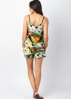 Cheap Coton Du Monde Combi-short fines bretelles VANINA imprimé feuilles tropicales Brésil