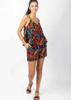 Discount Coton Du Monde Combi-short fines bretelles VANINA imprimé exotique Ara