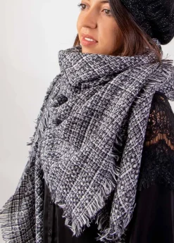 Online Coton Du Monde Echarpe Carré Gris Noir