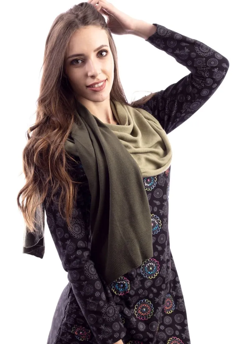 Hot Coton Du Monde Echarpe Multiposition Kaki
