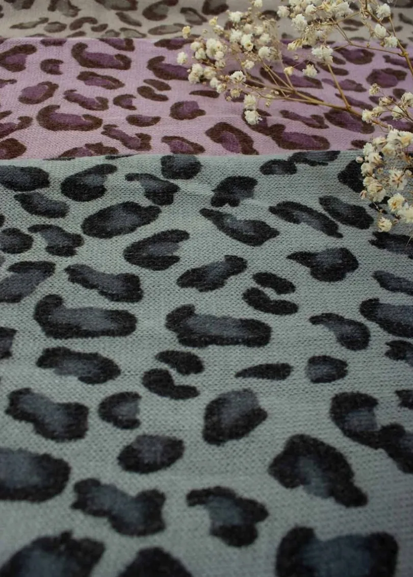 Clearance Coton Du Monde Echarpe Multiposition Léopard Gris