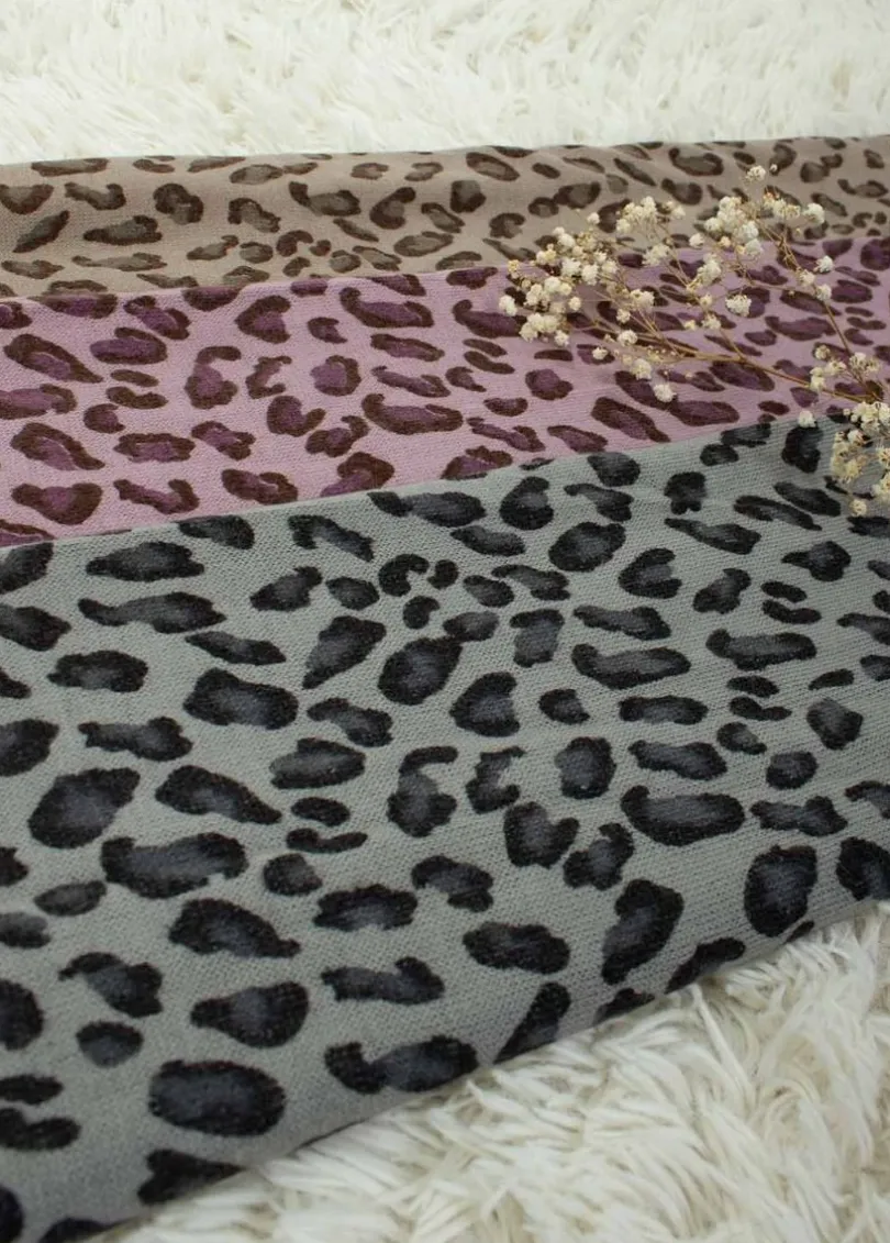 Clearance Coton Du Monde Echarpe Multiposition Léopard Mauve