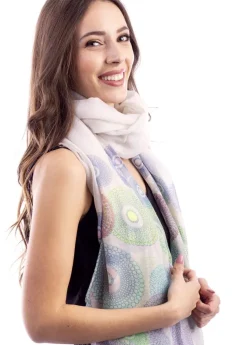 Outlet Coton Du Monde Foulard Cercles Cercles Gris