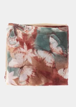 Best Sale Coton Du Monde Foulard Papillons Papillons Beige