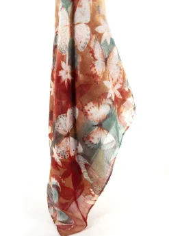 Best Sale Coton Du Monde Foulard Papillons Papillons Beige