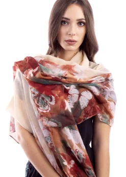 Best Sale Coton Du Monde Foulard Papillons Papillons Beige