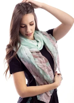 Hot Coton Du Monde Foulard Plume Plumes Vert