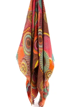 Sale Coton Du Monde Foulard Rosace Hippie Fushia