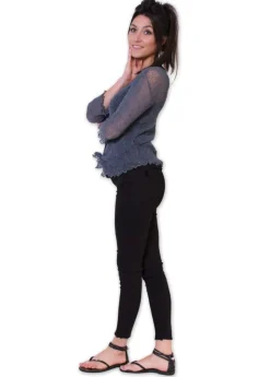 Clearance Coton Du Monde Gilet en maille YASMINA gris Anthracite