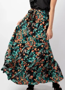 Hot Coton Du Monde Jupe longue CHERRY imprimé fleuri multicolore Jaipur