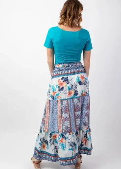 Shop Coton Du Monde Jupe longue femme CHERRY imprimé Patchwork