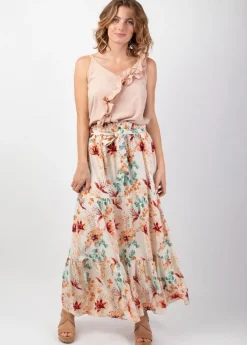 Best Coton Du Monde Jupe longue femme été CHERRY imprimé fleuri bohème chic Garden