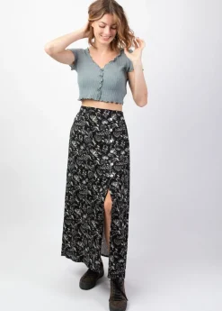 Flash Sale Coton Du Monde Jupe longue fendue hiver en viscose épais LIBERTY motif cachemire Orient