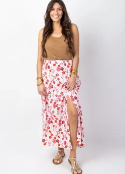 Best Sale Coton Du Monde Jupe longue fluide LIBERTY motif fleuri blanche Cherry Blanc