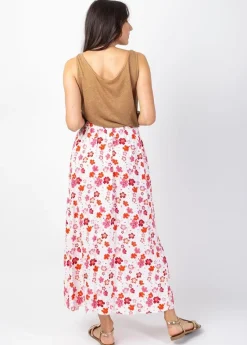 Best Sale Coton Du Monde Jupe longue fluide LIBERTY motif fleuri blanche Cherry Blanc