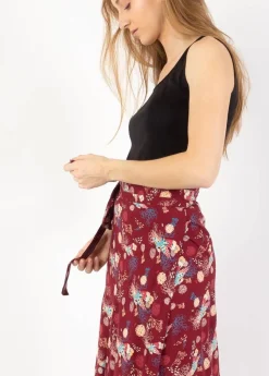 Discount Coton Du Monde Jupe longue portefeuille femme LEVY prune Narcisse