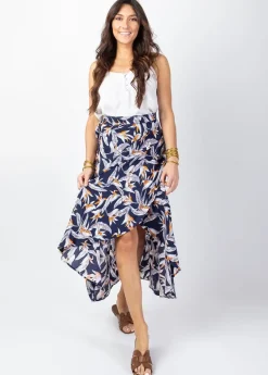 Cheap Coton Du Monde Jupe longue portefeuille LEVY bleu marine 14 Marine