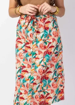 Best Sale Coton Du Monde Jupe mi-longue LEONY boutonnée imprimé fleuri Congo