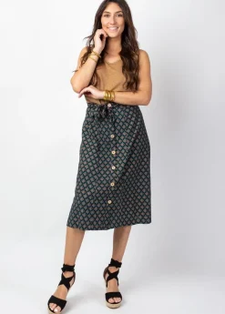 Shop Coton Du Monde Jupe mi-longue LEONY imprimé ethnique Aztec