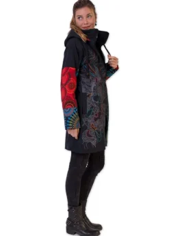 Sale Coton Du Monde Manteau à capuche ATRATO noir ethnique
