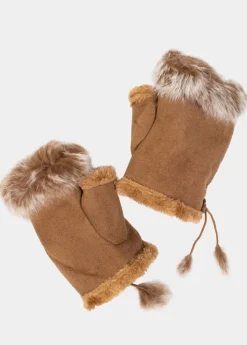 Hot Coton Du Monde Mitaines Fourrure Taupe