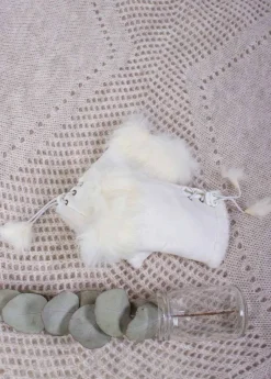 Outlet Coton Du Monde Mitaines Fourrure Blanc