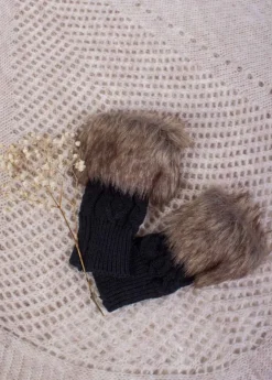 New Coton Du Monde Mitaines Laine Noir