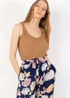 Fashion Coton Du Monde Pantalon casual CHARLY imprimé fleuri bleu marine Blossom