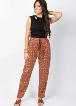 Best Coton Du Monde Pantalon casual CHARLY imprimé ethnique camel 29 Camel