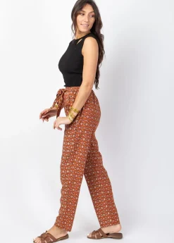 Best Coton Du Monde Pantalon casual CHARLY imprimé ethnique camel 29 Camel