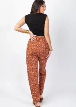 Best Coton Du Monde Pantalon casual CHARLY imprimé ethnique camel 29 Camel