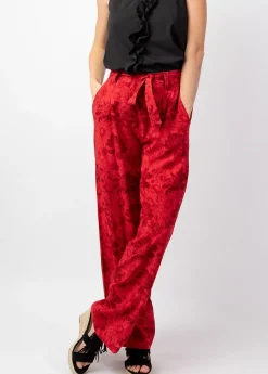 Online Coton Du Monde Pantalon femme fluide habillé MELODY rouge imprimé fleuri Rumba