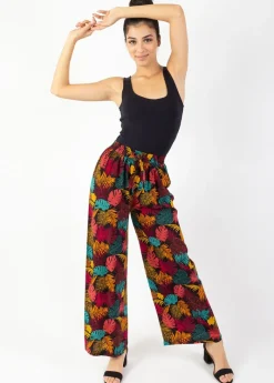 Flash Sale Coton Du Monde Pantalon fluide taille élastiquée MILLY motif tropical Palme Orange