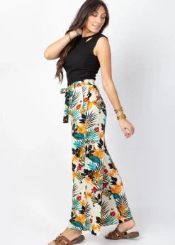 Sale Coton Du Monde Pantalon jambes larges tendance MELODY motif animalier Tiger