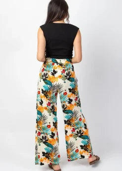 Sale Coton Du Monde Pantalon jambes larges tendance MELODY motif animalier Tiger