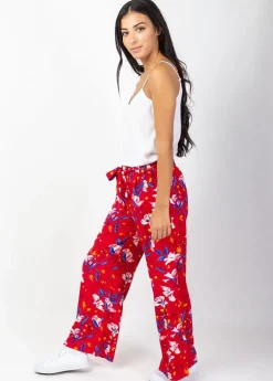 Cheap Coton Du Monde Pantalon large fluide ceinturé MELODY rouge Pétale