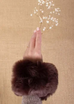 Best Sale Coton Du Monde Poignets Fourrure Marron